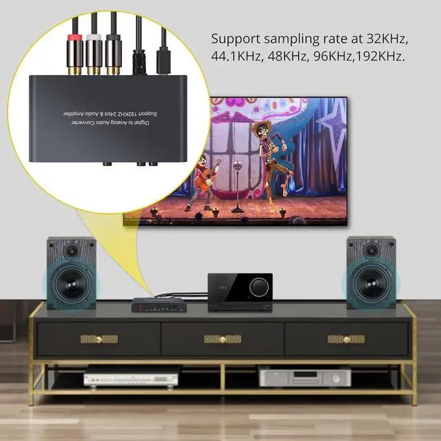 Alt view image 3 of 7 - 192KHz Digital to Analog Audio Converter Digital Toslink Coaxial SPDIF Optical Input RCA 3.5mm Output Converter with Volume Adjustable Remote Control