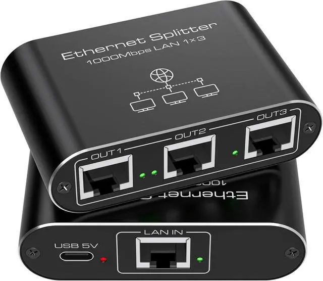 Main image of Ethernet Splitter 1 to 3 1000Mbps High Speed Internet Splitter LAN Splitter Ethernet Switch Either Network Splitter Supports Simultaneous Networking of 3 Devices Works with Cat6/7/8 Cables