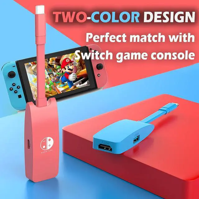 Alt view image 5 of 6 - Switch HDMI Dock Adapter Compatible with Nintendo Switch/Switch OLED, Mini Portable USB-C to 4K HDMI USB Port TV Dock Charging Docking Station Base Adapter Hub for Travel Laptop Tablet Phone