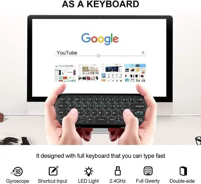 Alt view image 7 of 7 - W1 Universal TV Remote Air Mouse, Wireless Keyboard Fly Mouse 2.4GHz Connection Air Remote Keyboard Mouse for Nvidia Shield/Android TV Box/PC/Smart TV/Projector/HTPC/All-in-one PC/TV..