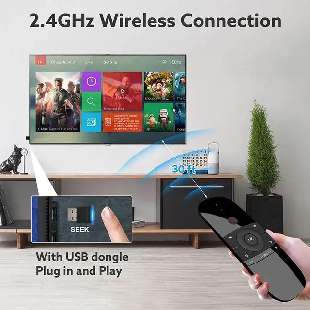 Alt view image 5 of 7 - W1 Universal TV Remote Air Mouse, Wireless Keyboard Fly Mouse 2.4GHz Connection Air Remote Keyboard Mouse for Nvidia Shield/Android TV Box/PC/Smart TV/Projector/HTPC/All-in-one PC/TV..