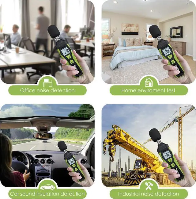 Alt view image 5 of 7 - Decibel Meter, Digital Sound Level Meter Portable SPL Meter 30dB to 130dB MAX Data Hold with LCD Display Backlight A/C Weighted for Home Factories