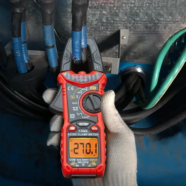 Alt view image 5 of 7 - HT206D Digital Clamp Meter T-RMS 6000 Counts, Multimeter Voltage Tester Auto-ranging, Measures Current Voltage Temperature Capacitance Resistance Diodes Continuity Duty-Cycle (AC/DC Current)