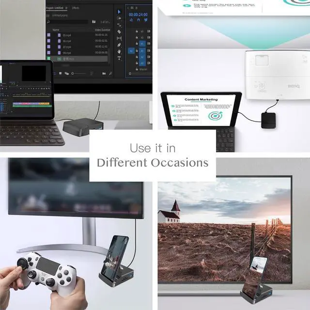 Alt view image 3 of 7 - Portable 4K HDMI Dock Station for Samsung DeX, USB C Smartphone to HDMI Docking Station, Compatible with Samsung/Huawei/MacBook/DELL/HP. (2022)