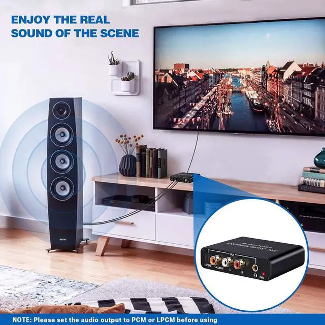 Alt view image 5 of 7 - HDMI ARC Audio Extractor, 192KHz ARC Audio Extractor DAC Converter, Digital to Analogue Audio Converter, Optical/SPDIF Coaxial HDMI ARC to Optical/SPDIF Coaxial Stereo L/R 3.5mm TV Jack