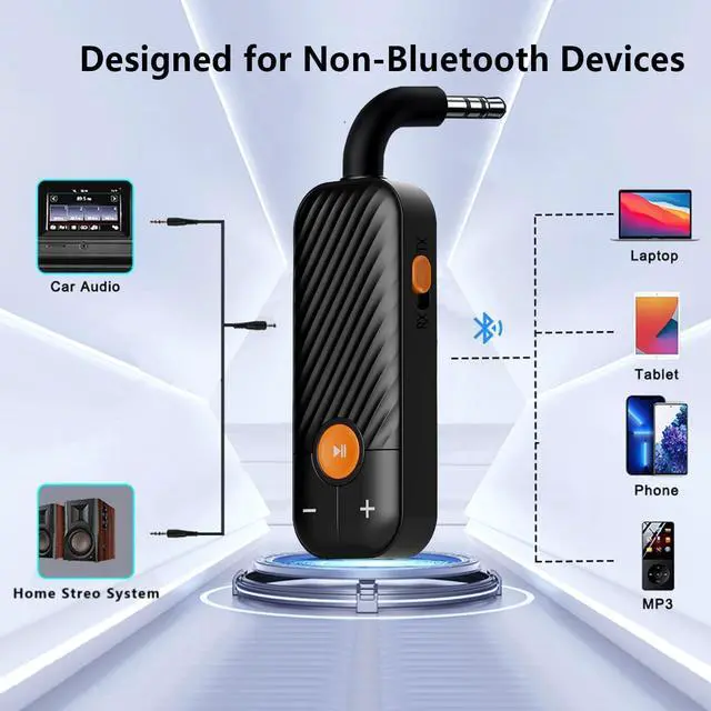 Alt view image 7 of 7 - Bluetooth 5.2 Adapter 3.5mm Jack Assist Dongle, 2-in-1 Wireless Transmitter/Receiver for TV Audio, Projector, PC, Headphones, Car, Speakers, Boat or Gym, Home