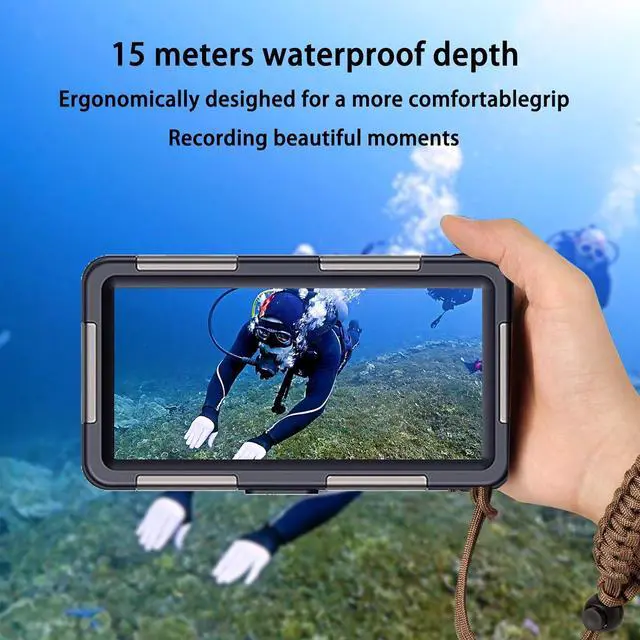 Alt view image 3 of 7 - Professional Waterproof Dive Case for Snorkelling, 15M/50FT Underwater Photo and Video Case with Lanyard for iPhone 15/14/13/12/11 Pro Max/XR/XS/X Samsung Galaxy S24/S23/S22/S21 etc.