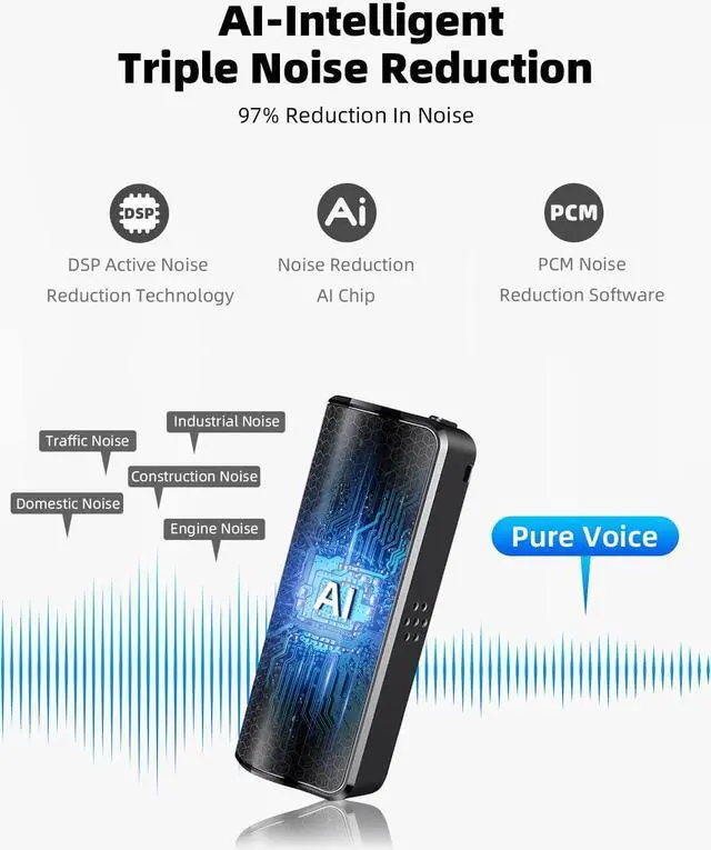 Alt view image 5 of 7 - 128G Magnetic Voice Recorder with AI Intelligent Triple Noise Cancellation, 35 Days Continuous Recording Device, Voice Activated Voice Recorder, Digital Voice Recorder for Meetings/Interviews/Classes