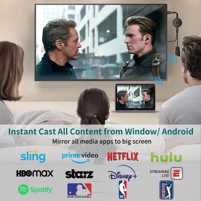 Alt view image 4 of 7 - 4K Wireless HDMI Display Dongle Adapter 1080P, WiFi Streaming Movies, Display i-phone, i-pad, Android, Tablet, Laptop, Window to HDTV/Monitor/Projector, Miracast, air play, DLNA compatible receiver