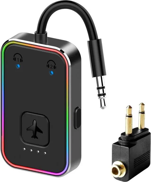 Main image of 2024 Upgraded Pro Aircraft Bluetooth 5.4 Transmitter for All Headphones, aptX LL, Supports 2 Headphones/AirPods, Wireless Audio Adapter for In-Flight, TV, Gym, Tablet, Metal Frame