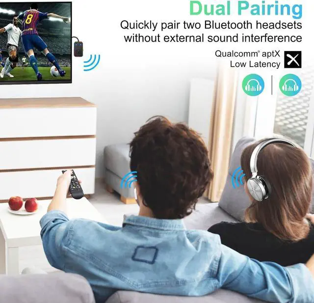 Alt view image 2 of 6 - 2024 Upgraded Pro Aircraft Bluetooth 5.4 Transmitter for All Headphones, aptX LL, Supports 2 Headphones/AirPods, Wireless Audio Adapter for In-Flight, TV, Gym, Tablet, Metal Frame