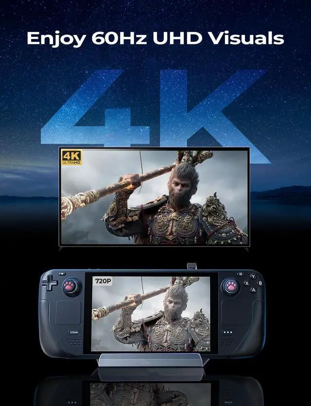 Alt view image 4 of 7 - 10-in-1 Steam Deck OLED & ROG Ally X & Legion Go Docking Station with Dual Cooling Fans 5 USB Ports and 4K@60Hz, 100W Charging Port Support for ROG Ally 30W Mode, Gigabit Ethernet Support for Steam De