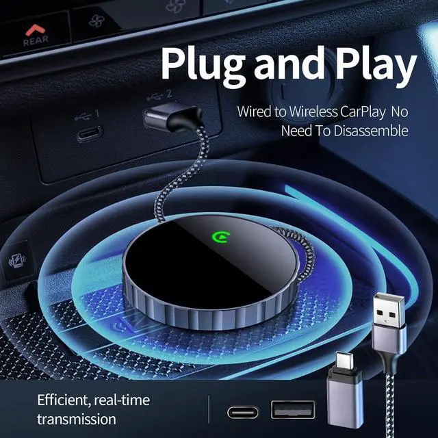 Alt view image 5 of 7 - Wireless Carplay Adapter - Apple Carplay Wireless Adapter Plug and Play Quick Connect for 2015 and iPhone iOS 10+ Factory Wired Convert to Wireless CarPlay Dongle Car (USB)