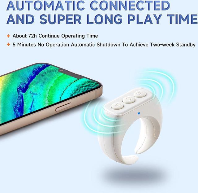 Alt view image 4 of 5 - Tiktok Scroll Ring, Kindle APP Page Turner, Bluetooth Clicker Control, Minimalist Style and Smart Make Life Easier - Snow White