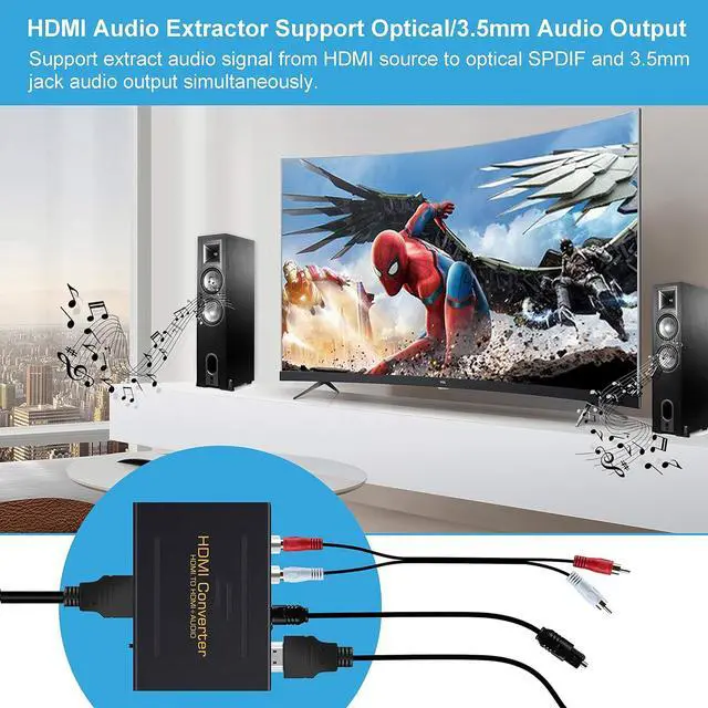Alt view image 7 of 7 - 4K HDMI Audio Extractor Splitter, 1080P HDMI to HDMI Audio Converter + Fiber Optic Toslink SPDIF + L/R Stereo Analog Audio, HDMI Audio Adapter for Fire Stick, Blu-ray Player (4K 30Hz Black)