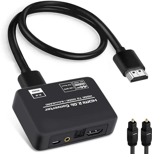 Main image of 4K@60Hz HDMI 2.0b Audio Extractor Converter, HDMI to HDMI ARC + Optical Toslink SPDIF + 3.5mm Stereo Audio Output, HDMI Audio Splitter Adapter supporting HDCP2.2 Digital PCM DTS 5.1, including optical