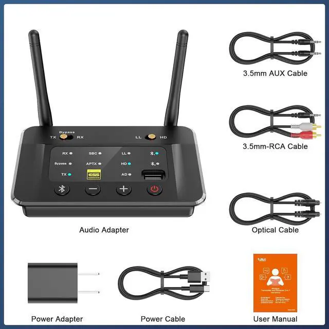 Alt view image 7 of 7 - TV Bluetooth Transmitter, Upgraded USB Driver, Bluetooth 5.3, DAC Chip, Dual Device Connection, Long Range, aptX HD/LL/AD, Optical/AUX/RCA, Bluetooth Receiver and Adapter for TV/PC/Home Stereo
