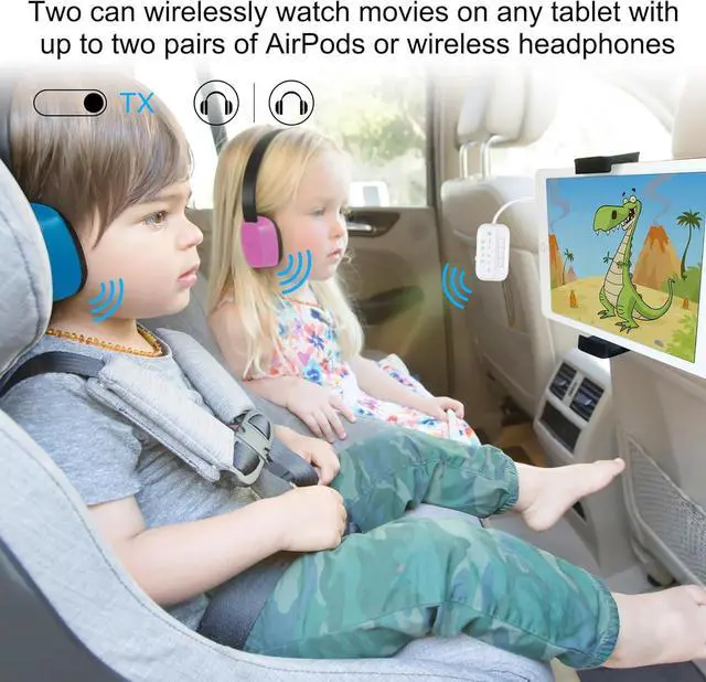 Alt view image 2 of 7 - Bluetooth V5.4 Transmitter Receiver for TV, PC, Gym, Switch 2-in-1 Airplane Bluetooth Adapter for 2 AirPods/Headphones; Bluetooth Receiver for Car/Home Stereo with AptX Low Latency/High Definition