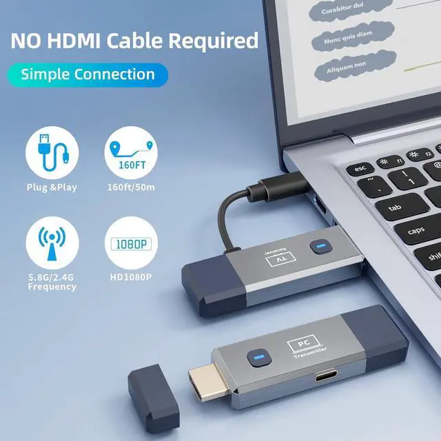 Alt view image 3 of 7 - Wireless HDMI Transmitter and Receiver, 165ft/50m Wireless HDMI for 4K Decode Input 1080P Output, Plug and Play Portable 2.4G/5.8G Wireless HDMI for Monitoring and Surveillance from PC/Projector/TV bo