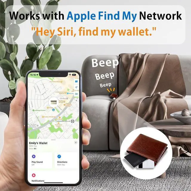 Alt view image 7 of 7 - Wallet Tracking Card, Rechargeable Slim Finder for Apple Find My (iOS only), Luggage Tag Item Locator, Passport, Phone, IP68 Water Resistant