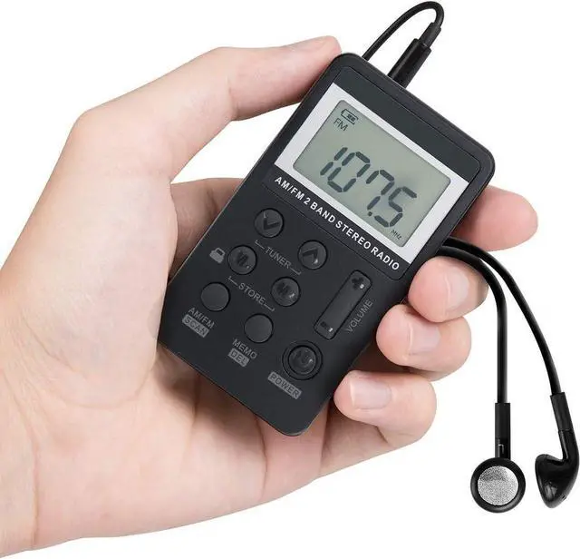 Alt view image 2 of 6 - Personal AM/FM Pocket Radio Portable, Mini Digital Tuner Walkman Radio with Rechargeable Battery, Headphones, Lock Screen for Walking/Jogging/Gym/Camping Electronics