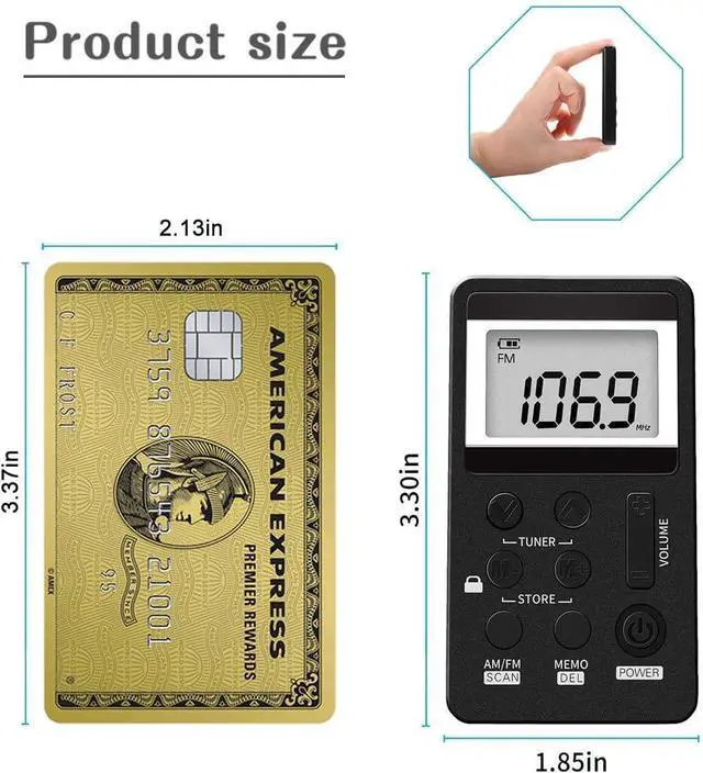 Alt view image 5 of 6 - Personal AM/FM Pocket Radio Portable, Mini Digital Tuner Walkman Radio with Rechargeable Battery, Headphones, Lock Screen for Walking/Jogging/Gym/Camping Electronics