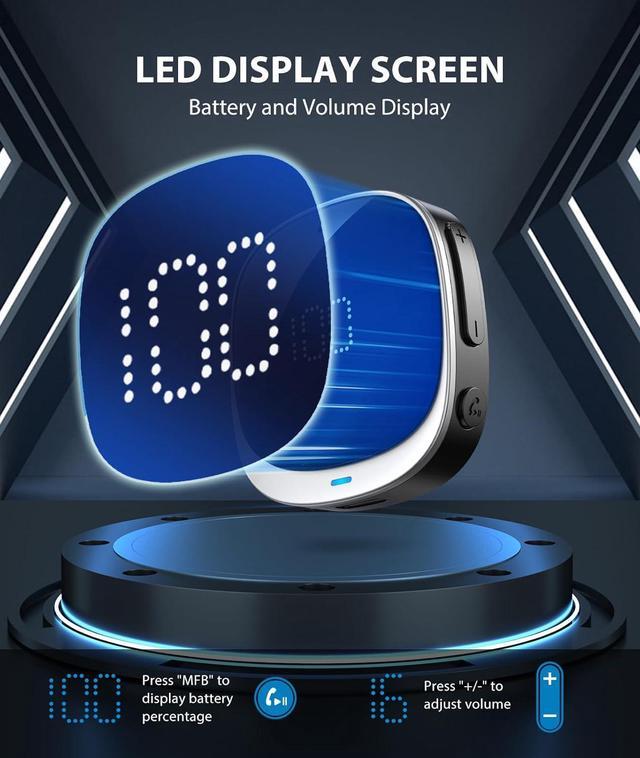 Alt view image 4 of 7 - AUX In-Car Bluetooth Adapter, [LED Screen] Bluetooth 5.3 Receiver for Speakers/Home Stereo/Corded Headphones, 3.5mm Wireless Audio Receiver for Hands-Free Calling/Music, Dual Connectivity