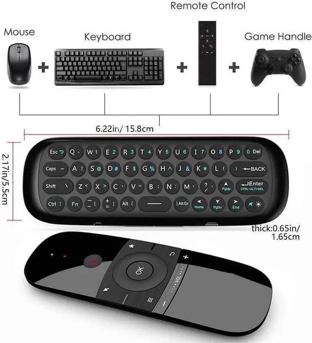 Alt view image 4 of 7 - Air Mouse Remote Control, Universal TV Remote Control, 2.4G Wireless Keyboard Multi-function Remote Control for Nvidia Shield/Android TV Box/PC/Projector/HTPC/All-in-One Computer