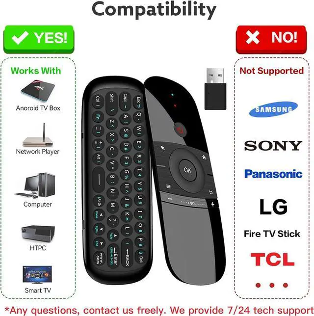 Alt view image 7 of 7 - Air Mouse Remote Control, Universal TV Remote Control, 2.4G Wireless Keyboard Multi-function Remote Control for Nvidia Shield/Android TV Box/PC/Projector/HTPC/All-in-One Computer