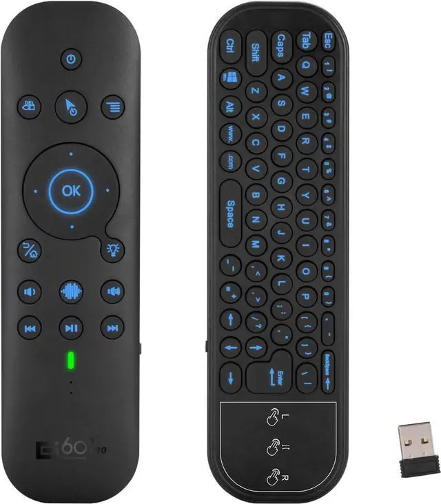 Main image of Bluetooth Voice Remote with Keyboard, Air Mouse, Backlight, Rechargeable, 2.4G WiFi/BT5.0 Dual Mode, IR Learning - Compatible with Nvidia Shield, PC, Projector, Android TV Box, HTPC (G60S Pro)