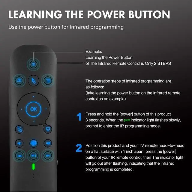 Alt view image 5 of 7 - Bluetooth Voice Remote with Keyboard, Air Mouse, Backlight, Rechargeable, 2.4G WiFi/BT5.0 Dual Mode, IR Learning - Compatible with Nvidia Shield, PC, Projector, Android TV Box, HTPC (G60S Pro)