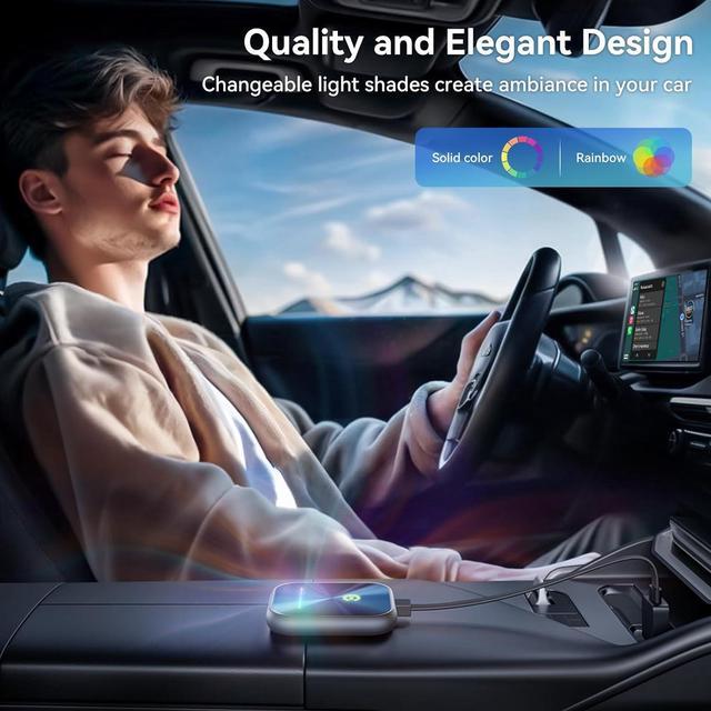 Alt view image 4 of 7 - Wireless CarPlay Adapter 2024 Upgraded, 2-in-1 Wireless CarPlay and Android Auto Adapter Converts Factory Wired CarPlay to Wireless, Plug and Play CarPlay Wireless Adapter, Compatible with iPhone/Andr