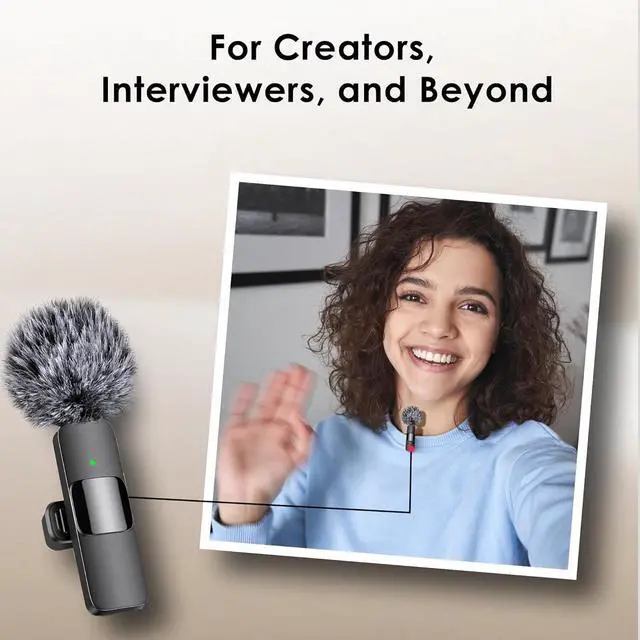 Alt view image 3 of 6 - Wireless Microphone for iPhone, iPad, Android, Lavalier Microphone for Video Recording - 2-Pack iPhone Microphone Crystal Clear Recording with USB-C for Podcast Microphone, ASMR