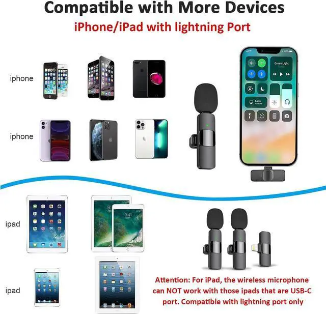 Alt view image 5 of 7 - Professional Wireless Lavalier Microphone for iPhone, iPad - Cordless Omnidirectional Condenser Recording Microphone for Interview Video Podcast Video Blog YouTube