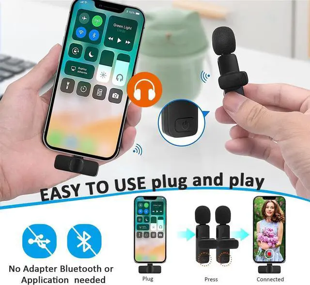 Alt view image 7 of 7 - Professional Wireless Lavalier Microphone for iPhone, iPad - Cordless Omnidirectional Condenser Recording Microphone for Interview Video Podcast Video Blog YouTube