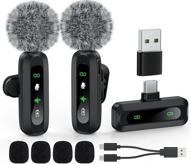 Main image of USB C Lavalier Microphone Wireless Mini Microphone for Type-C Android Phone/Tablet/PC Video Recording Clip-on Microphone with Rotatable Clips and Noise Reduction Recording, Perfect for Vlog Tiktok You