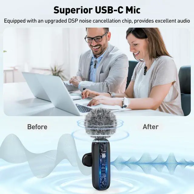 Alt view image 3 of 7 - USB C Lavalier Microphone Wireless Mini Microphone for Type-C Android Phone/Tablet/PC Video Recording Clip-on Microphone with Rotatable Clips and Noise Reduction Recording, Perfect for Vlog Tiktok You