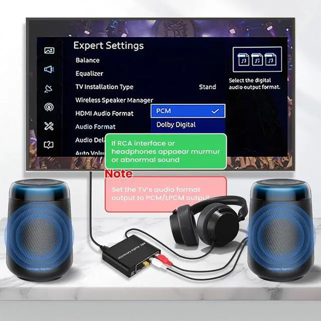 Alt view image 4 of 6 - HDMI ARC Adapter, HDMI ARC to Optical Coaxial RCA 3.5mm Jack Stereo Audio Extractor 192KHz ARC to RCA Audio Converter for HDTV Strip Speaker Amplifier