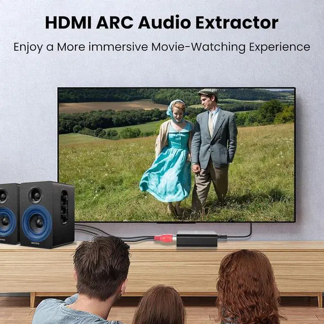 Alt view image 6 of 6 - HDMI ARC Adapter, HDMI ARC to Optical Coaxial RCA 3.5mm Jack Stereo Audio Extractor 192KHz ARC to RCA Audio Converter for HDTV Strip Speaker Amplifier