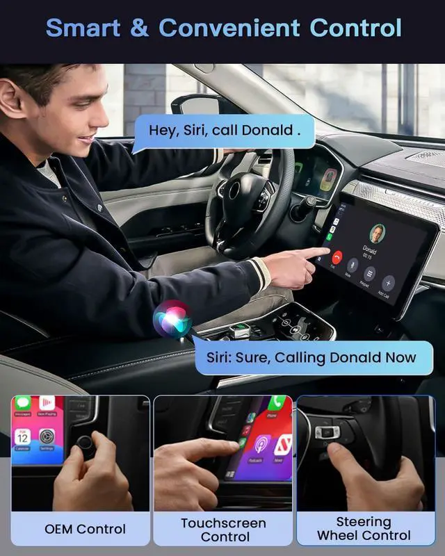 Alt view image 5 of 7 - 2025 Upgraded Wireless CarPlay Adapter for iPhone, Fastest and Stable 5G WiFi and 5.4 Bluetooth Apple CarPlay Dongle with RGB Lights, Compatible with iPhone 8+, Android Auto, 2017 Cars