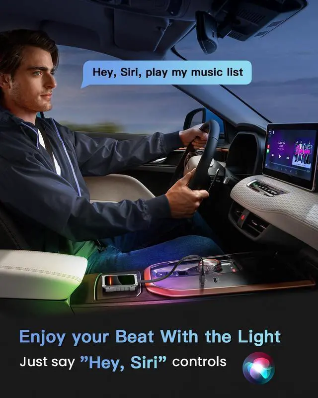 Alt view image 6 of 7 - 2025 Upgraded Wireless CarPlay Adapter for iPhone, Fastest and Stable 5G WiFi and 5.4 Bluetooth Apple CarPlay Dongle with RGB Lights, Compatible with iPhone 8+, Android Auto, 2017 Cars