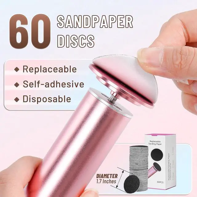 Alt view image 4 of 6 - Electric foot file to remove foot calluses remover with 60 replaceable sandpaper discs, unisex foot grinding foot tool