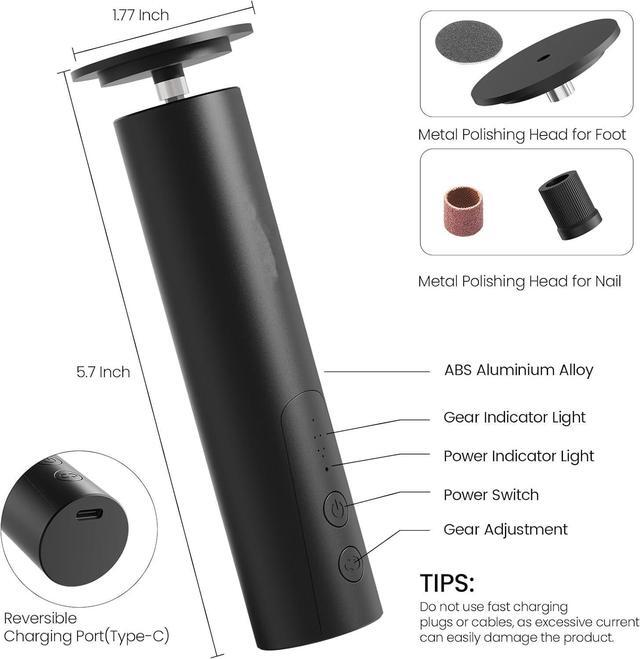 Alt view image 3 of 7 - Electric Foot Callus Remover, Electric Foot File Nail Grinder 2 in 1, Rechargeable Professional Foot Grinder Tool for Dry Dead Skin on Feet with Sandpaper Disc, 6 Speed Adjustable