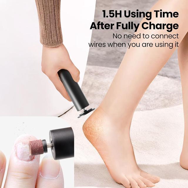 Alt view image 4 of 7 - Electric Foot Callus Remover, Electric Foot File Nail Grinder 2 in 1, Rechargeable Professional Foot Grinder Tool for Dry Dead Skin on Feet with Sandpaper Disc, 6 Speed Adjustable