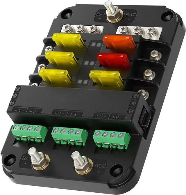 Main image of 12V Fuse Block with Relay, Automotive 6-Circuit Fuse and Relay Block with ACC Interface, General Purpose Fuse Block and Relay Kit for Cars, Trucks, Marine
