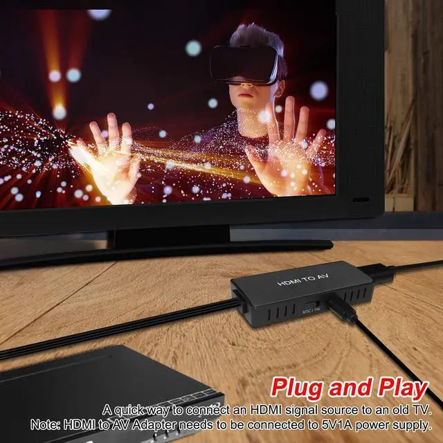 Alt view image 7 of 7 - HDMI to RCA converter, HDMI to composite video to audio converter adapter, HDMI to AV, support for Xbox, Switch, TV Stick, Blu-ray, DVD player, PAL/NTSC
