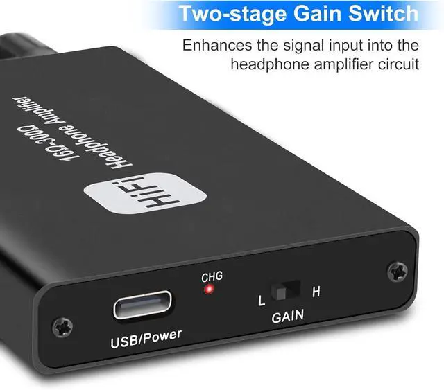 Alt view image 3 of 6 - Portable 3.5mm Headphone Amplifier Two-Stage Gain Switch for Cell Phones and PCs 3.5mm Stereo Audio Input Output, Black
