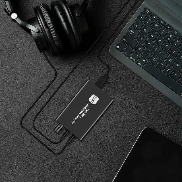 Alt view image 4 of 6 - Portable 3.5mm Headphone Amplifier Two-Stage Gain Switch for Cell Phones and PCs 3.5mm Stereo Audio Input Output, Black