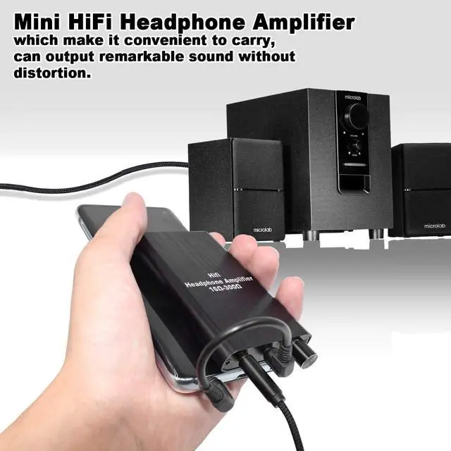 Alt view image 2 of 7 - Portable Headphone Amplifier 3.5mm Audio Rechargeable Two-Stage GAIN Switch HiFi Headphone Amplifier Compatible with MP3/4, phones, computers and a variety of 3.5mm audio digital devices.