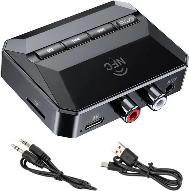 Main image of Home Stereo Bluetooth Receiver, NFC Bluetooth Audio Adapter RCA 3.5mm AUX with Display for Older Headphones/Speakers/Home Theater/Car with TF Card Output, Supports Hands Free Calling from USB Stick